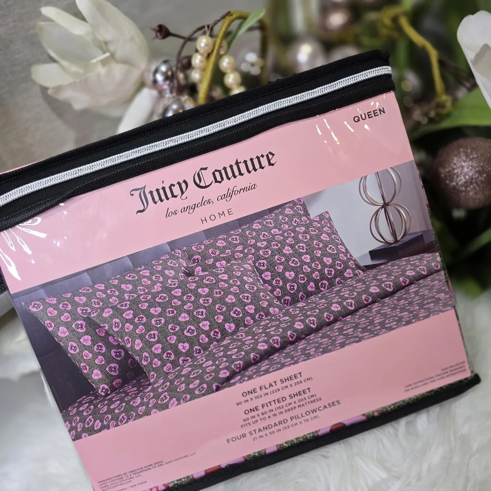 Juicy Coulture Queen Leopard heart print 6piece Sheets SetBrand new